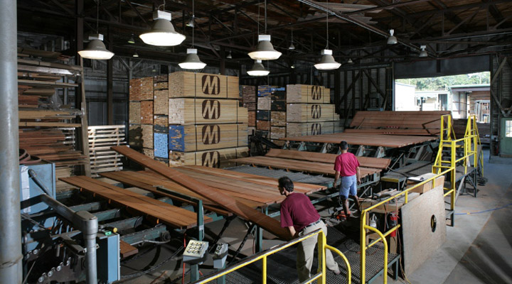 Grading dried lumber at J Gibson McIlvain